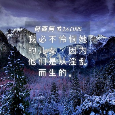 Picture 04 - 何 西 阿 书 2:4 CUVS - 我 必 不 怜 悯 她 的 儿 女 ， 因 为 - Bible Verse Picture