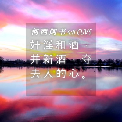 Picture 04 - 何 西 阿 书 4:11 CUVS - 奸 淫 和 酒 ， 并 新 酒 ， 夺 去 人 - Bible Verse Picture