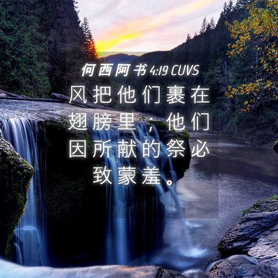 Picture 04 - 何 西 阿 书 4:19 CUVS - 风 把 他 们 裹 在 翅 膀 里 ； 他 们 - Bible Verse Picture