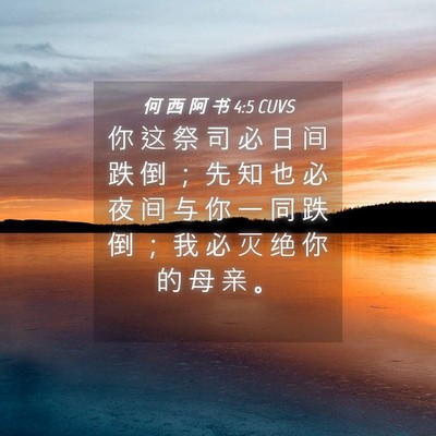 Picture 04 - 何 西 阿 书 4:5 CUVS - 你 这 祭 司 必 日 间 跌 倒 ； 先 知 - Bible Verse Picture