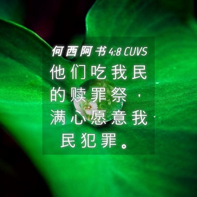 Picture 04 - 何 西 阿 书 4:8 CUVS - 他 们 吃 我 民 的 赎 罪 祭 ， 满 心 - Bible Verse Picture