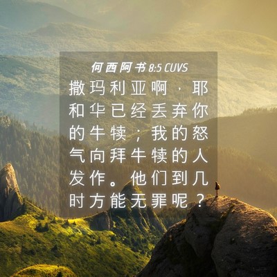 Picture 04 - 何 西 阿 书 8:5 CUVS - 撒 玛 利 亚 啊 ， 耶 和 华 已 经 丢 - Bible Verse Picture