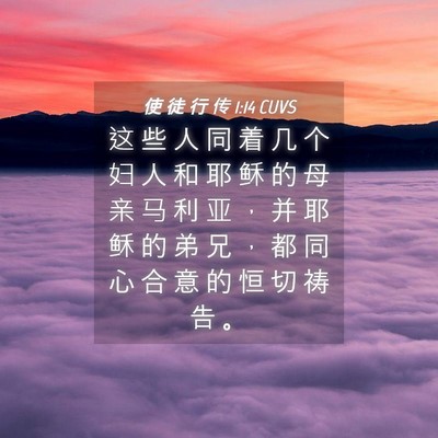 Picture 04 - 使 徒 行 传 1:14 CUVS - 这 些 人 同 着 几 个 妇 人 和 耶 稣 - Bible Verse Picture