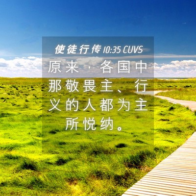 Picture 04 - 使 徒 行 传 10:35 CUVS - 原 来 ， 各 国 中 那 敬 畏 主 、 行 - Bible Verse Picture