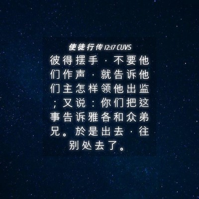 Picture 04 - 使 徒 行 传 12:17 CUVS - 彼 得 摆 手 ， 不 要 他 们 作 声 ， - Bible Verse Picture
