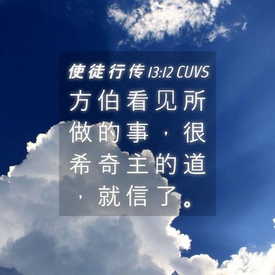 Picture 04 - 使 徒 行 传 13:12 CUVS - 方 伯 看 见 所 做 的 事 ， 很 希 奇 - Bible Verse Picture