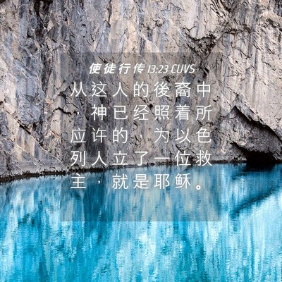 Picture 04 - 使 徒 行 传 13:23 CUVS - 从 这 人 的 後 裔 中 ， 神 已 经 照 - Bible Verse Picture