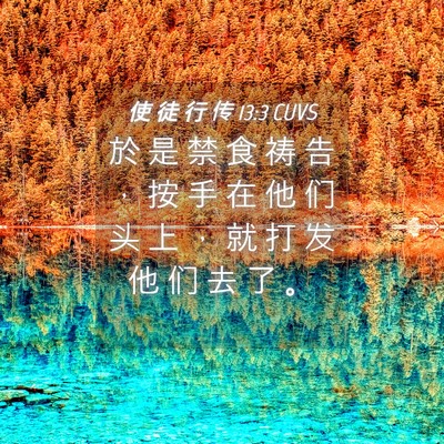 Picture 04 - 使 徒 行 传 13:3 CUVS - 於 是 禁 食 祷 告 ， 按 手 在 他 们 - Bible Verse Picture