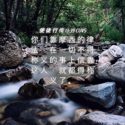 Picture 04 - 使 徒 行 传 13:39 CUVS - 你 们 靠 摩 西 的 律 法 ， 在 一 切 - Bible Verse Picture