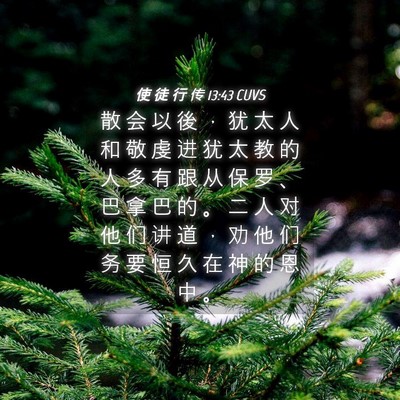 Picture 04 - 使 徒 行 传 13:43 CUVS - 散 会 以 後 ， 犹 太 人 和 敬 虔 进 - Bible Verse Picture
