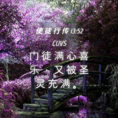 Picture 04 - 使 徒 行 传 13:52 CUVS - 门 徒 满 心 喜 乐 ， 又 被 圣 灵 充 - Bible Verse Picture