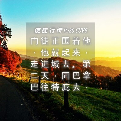 Picture 04 - 使 徒 行 传 14:20 CUVS - 门 徒 正 围 着 他 ， 他 就 起 来 ， - Bible Verse Picture