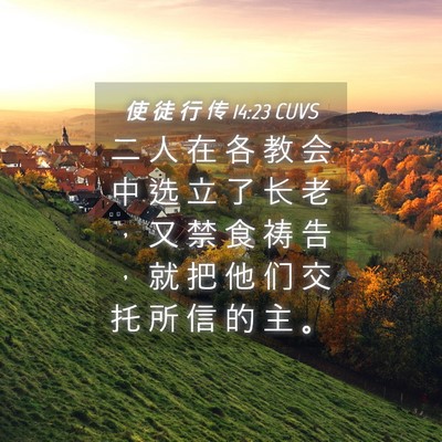 Picture 04 - 使 徒 行 传 14:23 CUVS - 二 人 在 各 教 会 中 选 立 了 长 老 - Bible Verse Picture