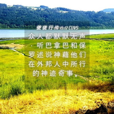 Picture 04 - 使 徒 行 传 15:12 CUVS - 众 人 都 默 默 无 声 ， 听 巴 拿 巴 - Bible Verse Picture