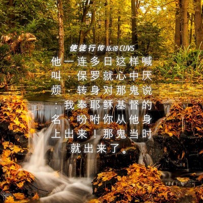Picture 04 - 使 徒 行 传 16:18 CUVS - 他 一 连 多 日 这 样 喊 叫 ， 保 罗 - Bible Verse Picture