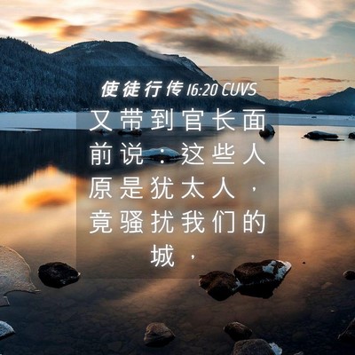 Picture 04 - 使 徒 行 传 16:20 CUVS - 又 带 到 官 长 面 前 说 ： 这 些 人 - Bible Verse Picture