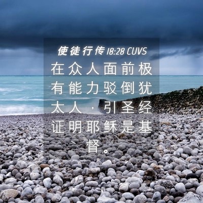 Picture 04 - 使 徒 行 传 18:28 CUVS - 在 众 人 面 前 极 有 能 力 驳 倒 犹 - Bible Verse Picture