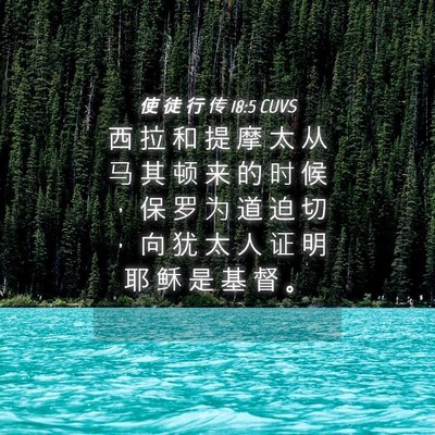 Picture 04 - 使 徒 行 传 18:5 CUVS - 西 拉 和 提 摩 太 从 马 其 顿 来 的 - Bible Verse Picture