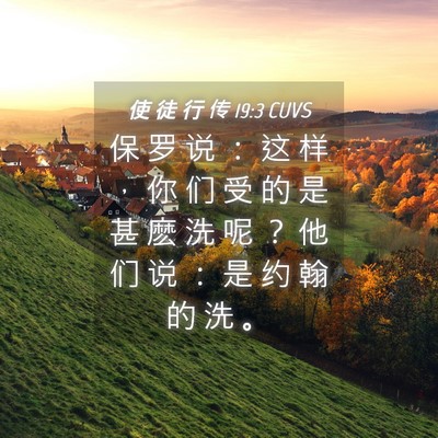 Picture 04 - 使 徒 行 传 19:3 CUVS - 保 罗 说 ： 这 样 ， 你 们 受 的 是 - Bible Verse Picture