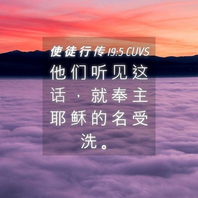 Picture 04 - 使 徒 行 传 19:5 CUVS - 他 们 听 见 这 话 ， 就 奉 主 耶 稣 - Bible Verse Picture
