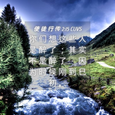 Picture 04 - 使 徒 行 传 2:15 CUVS - 你 们 想 这 些 人 是 醉 了 ； 其 实 - Bible Verse Picture