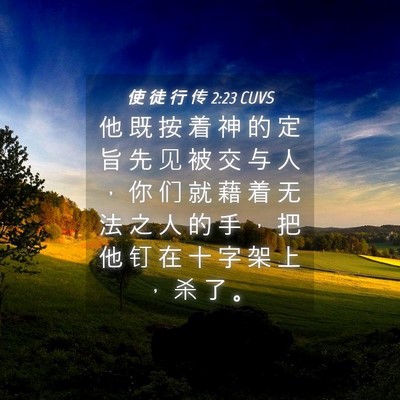 Picture 04 - 使 徒 行 传 2:23 CUVS - 他 既 按 着 神 的 定 旨 先 见 被 交 - Bible Verse Picture