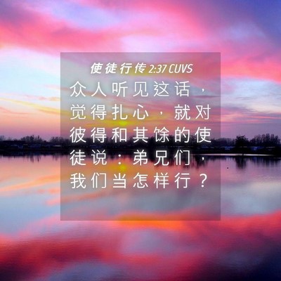 Picture 04 - 使 徒 行 传 2:37 CUVS - 众 人 听 见 这 话 ， 觉 得 扎 心 ， - Bible Verse Picture