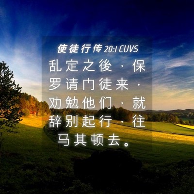 Picture 04 - 使 徒 行 传 20:1 CUVS - 乱 定 之 後 ， 保 罗 请 门 徒 来 ， - Bible Verse Picture