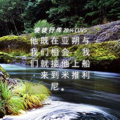 Picture 04 - 使 徒 行 传 20:14 CUVS - 他 既 在 亚 朔 与 我 们 相 会 ， 我 - Bible Verse Picture