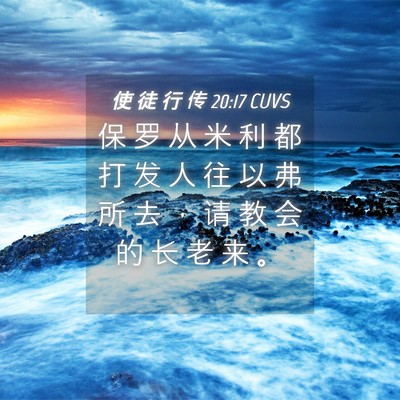 Picture 04 - 使 徒 行 传 20:17 CUVS - 保 罗 从 米 利 都 打 发 人 往 以 弗 - Bible Verse Picture