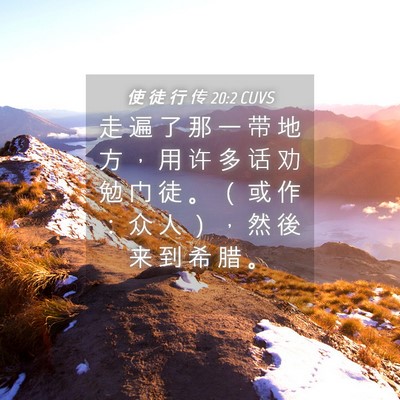 Picture 04 - 使 徒 行 传 20:2 CUVS - 走 遍 了 那 一 带 地 方 ， 用 许 多 - Bible Verse Picture