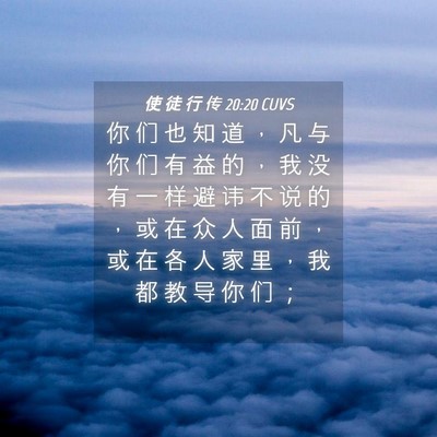Picture 04 - 使 徒 行 传 20:20 CUVS - 你 们 也 知 道 ， 凡 与 你 们 有 益 - Bible Verse Picture