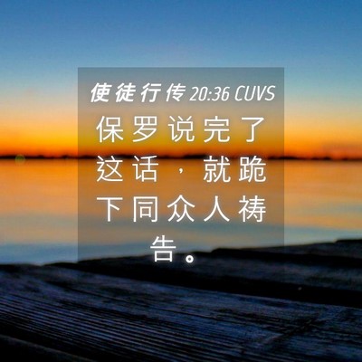 Picture 04 - 使 徒 行 传 20:36 CUVS - 保 罗 说 完 了 这 话 ， 就 跪 下 同 - Bible Verse Picture