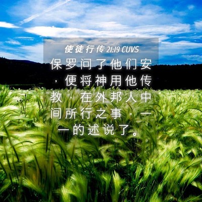 Picture 04 - 使 徒 行 传 21:19 CUVS - 保 罗 问 了 他 们 安 ， 便 将 神 用 - Bible Verse Picture