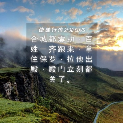 Picture 04 - 使 徒 行 传 21:30 CUVS - 合 城 都 震 动 ， 百 姓 一 齐 跑 来 - Bible Verse Picture