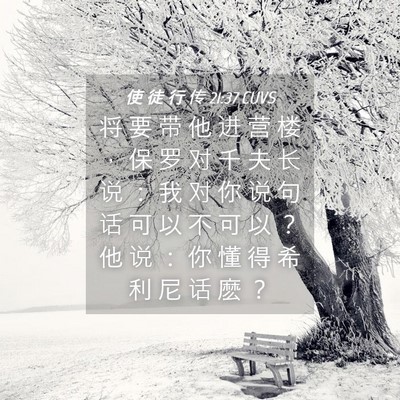 Picture 04 - 使 徒 行 传 21:37 CUVS - 将 要 带 他 进 营 楼 ， 保 罗 对 千 - Bible Verse Picture