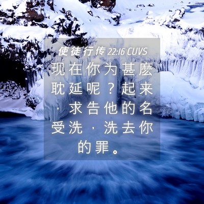 Picture 04 - 使 徒 行 传 22:16 CUVS - 现 在 你 为 甚 麽 耽 延 呢 ？ 起 来 - Bible Verse Picture