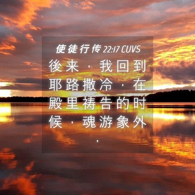 Picture 04 - 使 徒 行 传 22:17 CUVS - 後 来 ， 我 回 到 耶 路 撒 冷 ， 在 - Bible Verse Picture