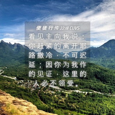 Picture 04 - 使 徒 行 传 22:18 CUVS - 看 见 主 向 我 说 ： 你 赶 紧 的 离 - Bible Verse Picture
