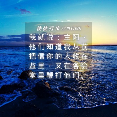 Picture 04 - 使 徒 行 传 22:19 CUVS - 我 就 说 ： 主 阿 ， 他 们 知 道 我 - Bible Verse Picture