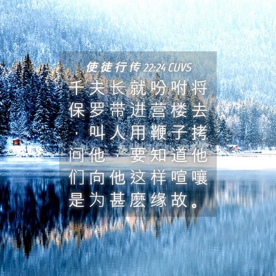 Picture 04 - 使 徒 行 传 22:24 CUVS - 千 夫 长 就 吩 咐 将 保 罗 带 进 营 - Bible Verse Picture
