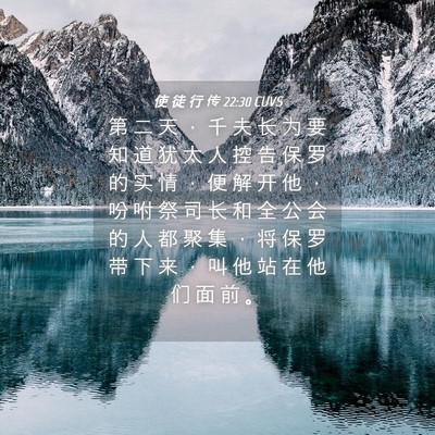 Picture 04 - 使 徒 行 传 22:30 CUVS - 第 二 天 ， 千 夫 长 为 要 知 道 犹 - Bible Verse Picture