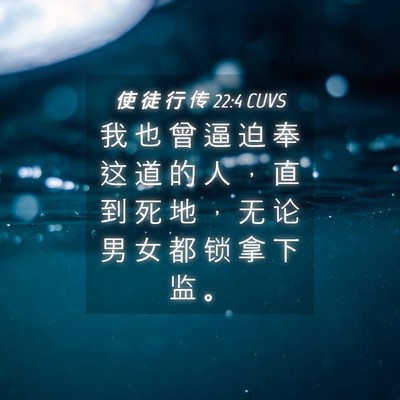 Picture 04 - 使 徒 行 传 22:4 CUVS - 我 也 曾 逼 迫 奉 这 道 的 人 ， 直 - Bible Verse Picture