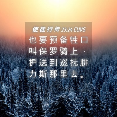 Picture 04 - 使 徒 行 传 23:24 CUVS - 也 要 预 备 牲 口 叫 保 罗 骑 上 ， - Bible Verse Picture