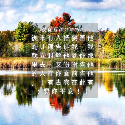 Picture 04 - 使 徒 行 传 23:30 CUVS - 後 来 有 人 把 要 害 他 的 计 谋 告 - Bible Verse Picture