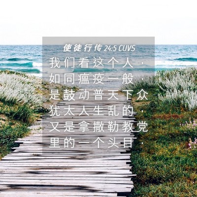 Picture 04 - 使 徒 行 传 24:5 CUVS - 我 们 看 这 个 人 ， 如 同 瘟 疫 一 - Bible Verse Picture