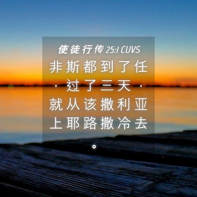 Picture 04 - 使 徒 行 传 25:1 CUVS - 非 斯 都 到 了 任 ， 过 了 三 天 ， - Bible Verse Picture