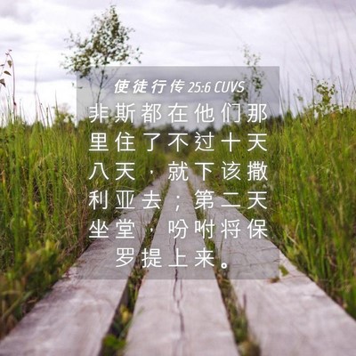 Picture 04 - 使 徒 行 传 25:6 CUVS - 非 斯 都 在 他 们 那 里 住 了 不 过 - Bible Verse Picture