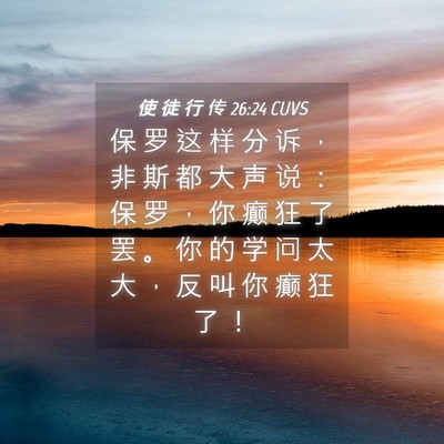 Picture 04 - 使 徒 行 传 26:24 CUVS - 保 罗 这 样 分 诉 ， 非 斯 都 大 声 - Bible Verse Picture
