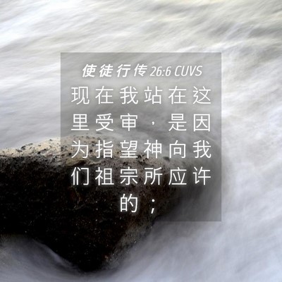 Picture 04 - 使 徒 行 传 26:6 CUVS - 现 在 我 站 在 这 里 受 审 ， 是 因 - Bible Verse Picture